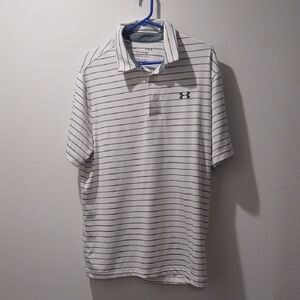 Under Armour Men's The Playoff Polo White with Black Stripes